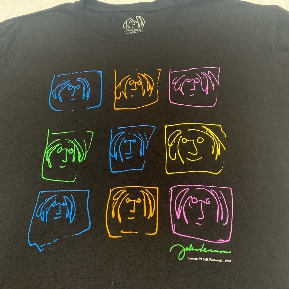 John Lennon Official RARE 9-Self Portraits Image Black S/S Tshirt SZ XL NWT Mens - Picture 2 of 6